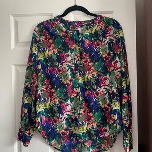 J crew floral long sleeve blouse
